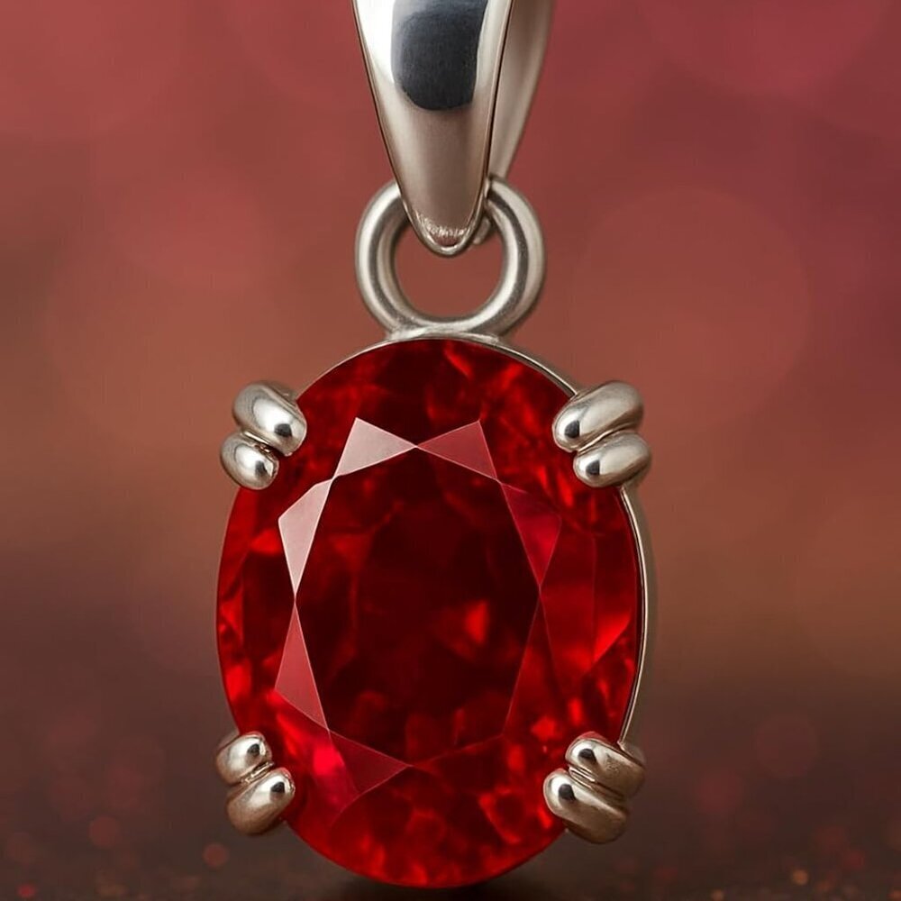 Natural Ruby Pendant Sterling Silver 5.55 CT Oval Gemstone Jewelry for Women - Picture 4 of 9